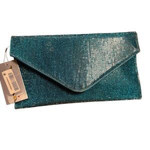 Nina Teal all over Crystal Clutch Bag